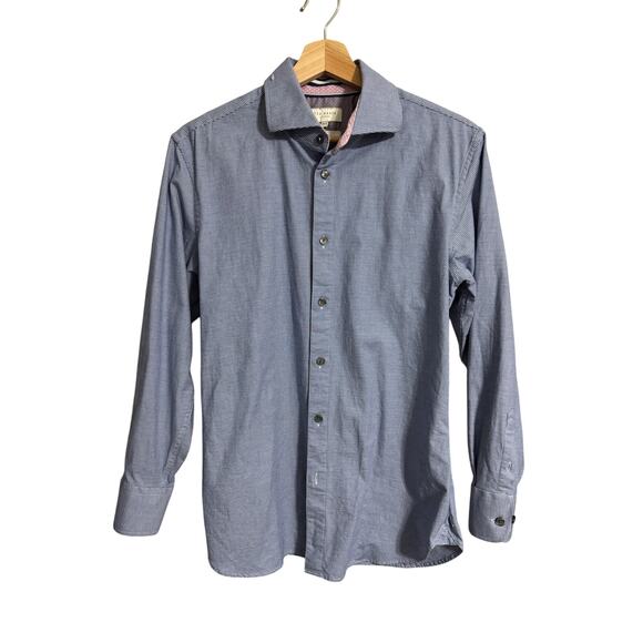Ted Baker Silm Blue Check Tailored Button Down Dress Shirt 15.5 - Picture 1 of 4